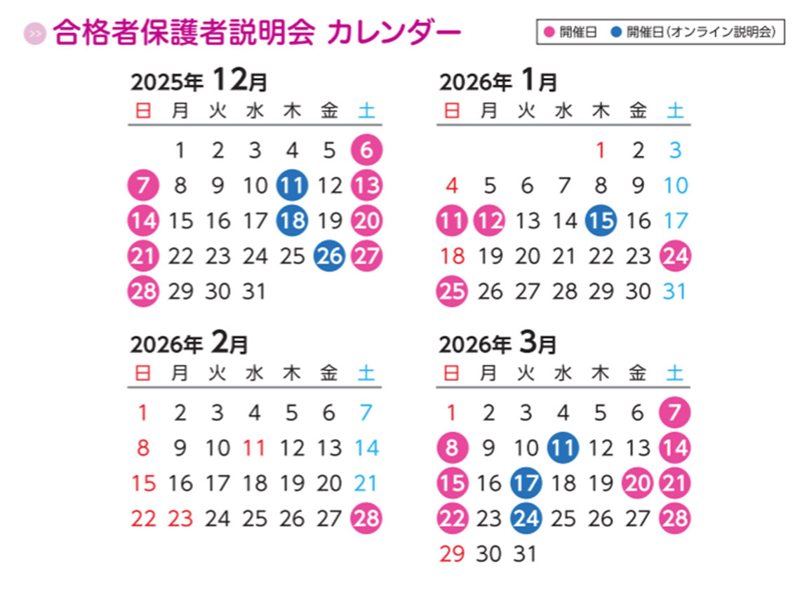 （リンク）合格者・保護者説明会日程